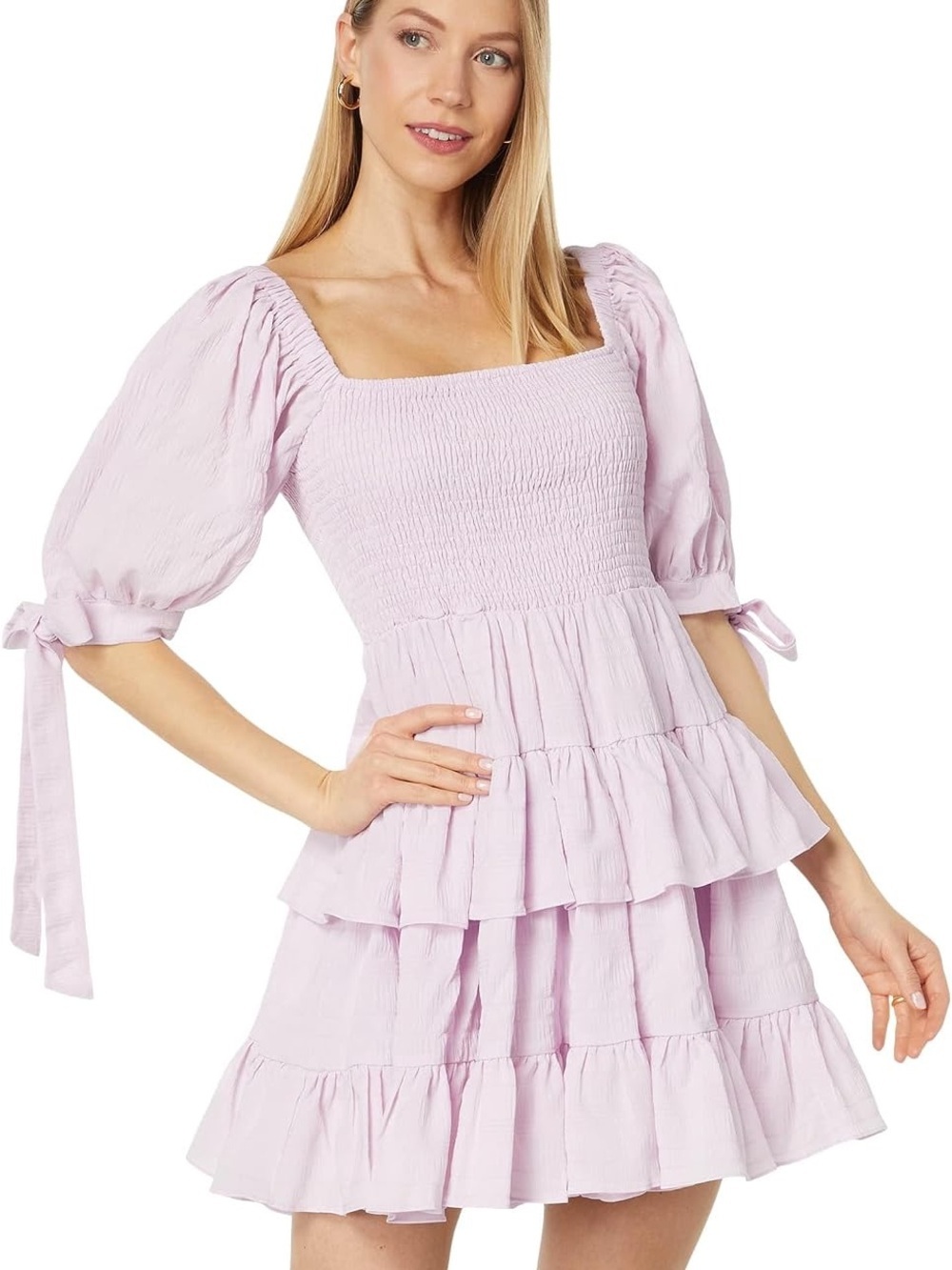 En Saison Lavender Mini Dress Medium Cottagecore Puff Sleeve Boho Romantic